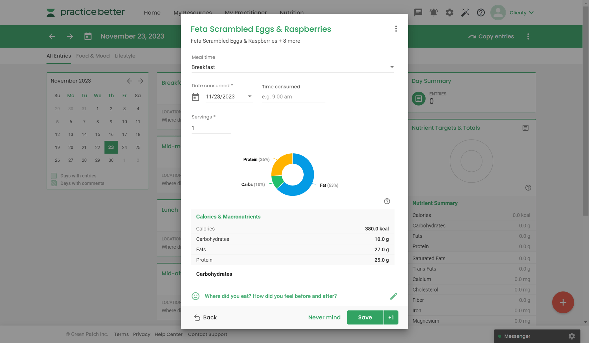 Track your clients’ personal nutrition preferences and needs while saving you the time and hassle of tracking meal plans and recipes all over the web.